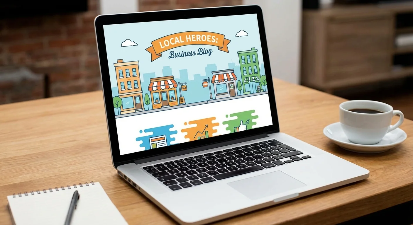 Local business website displayed on laptop screen