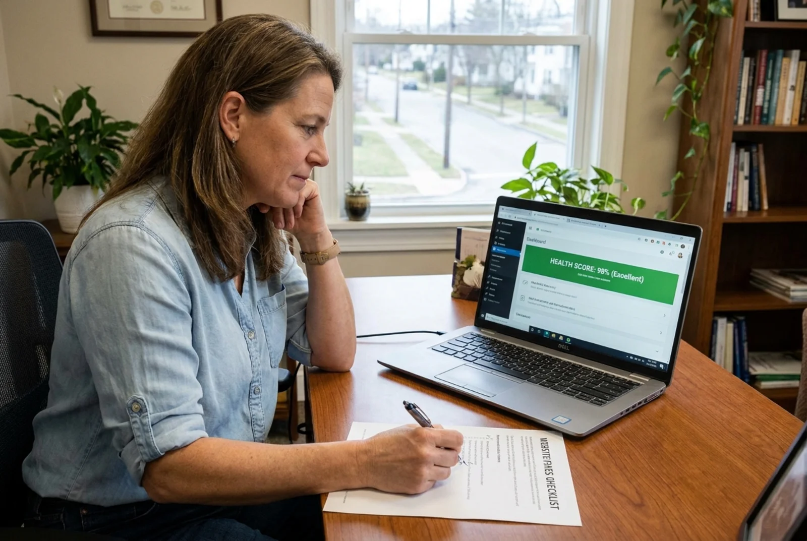 Local business owner working through a website fix checklist