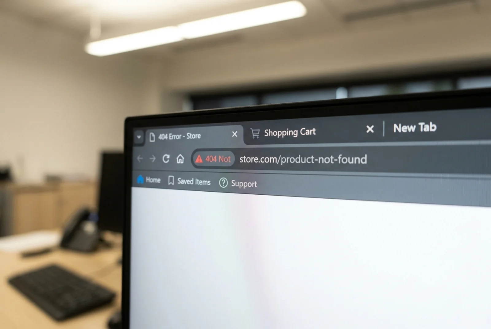 Store browser tab showing a 404 error page