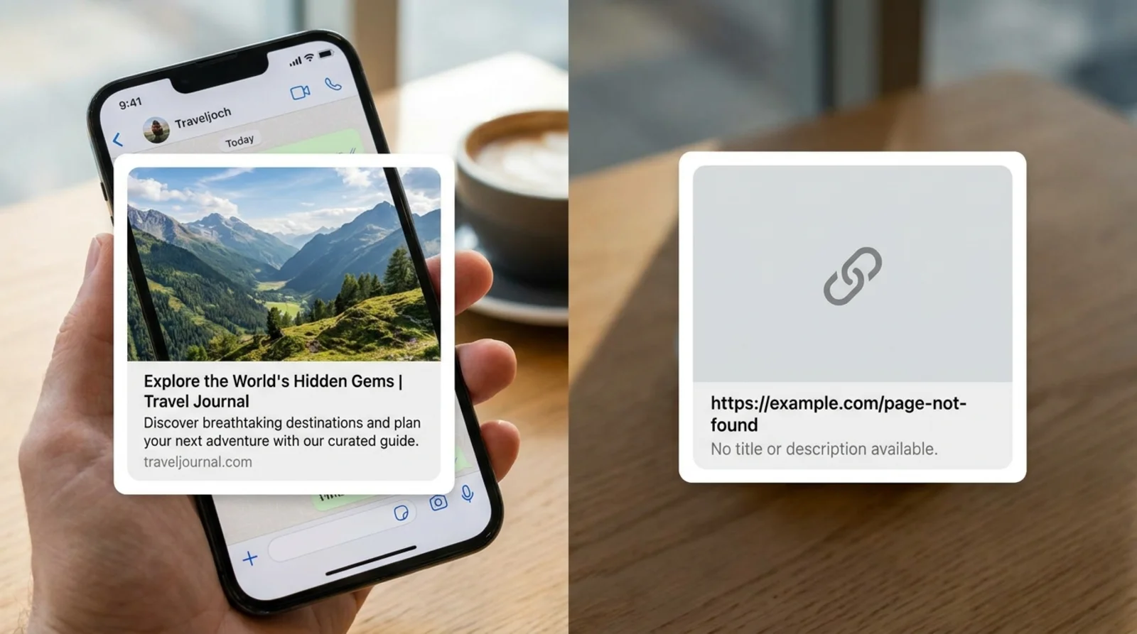 Comparison of polished and broken social media link previews