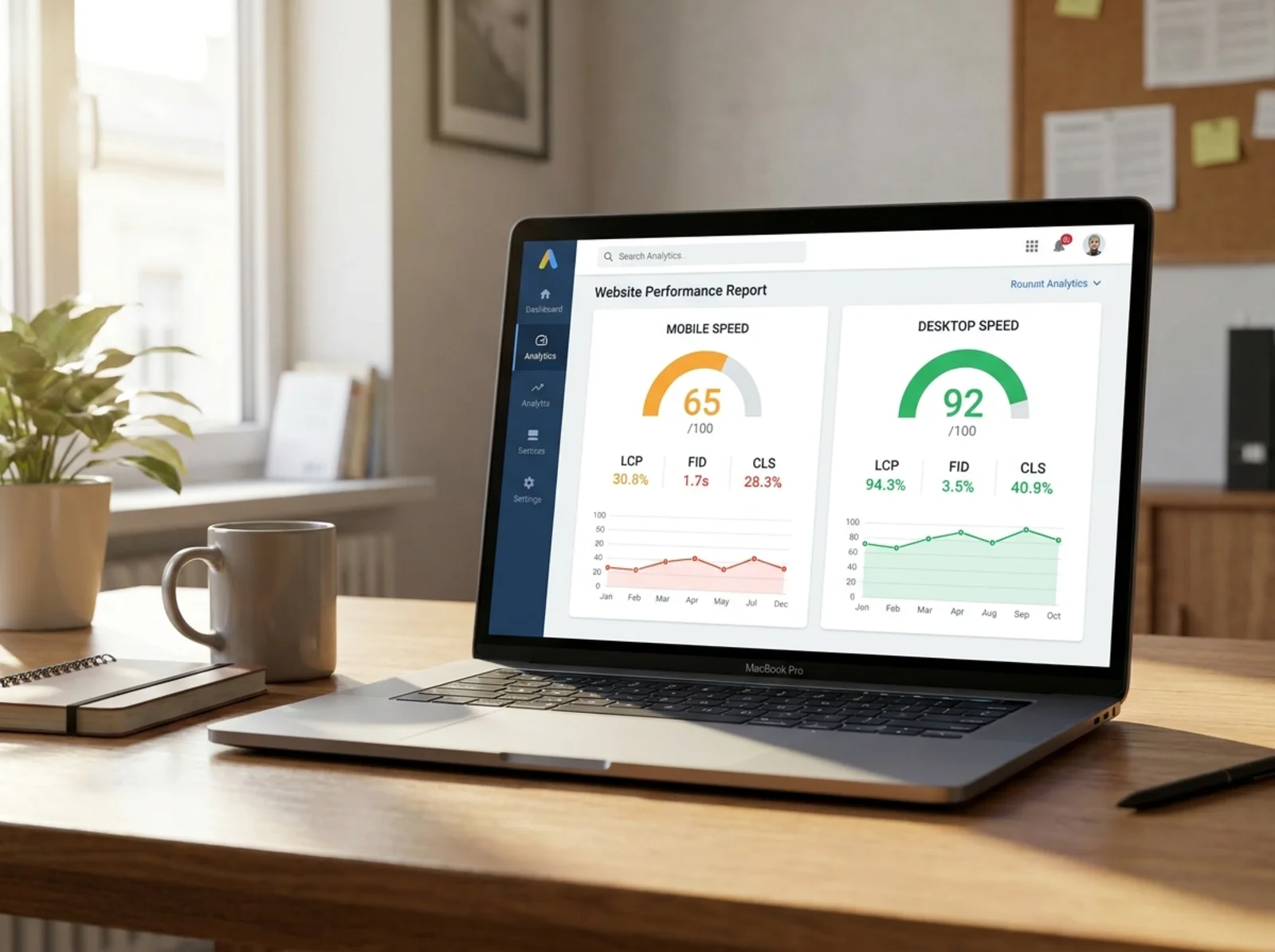 Website speed report showing field data and lab data