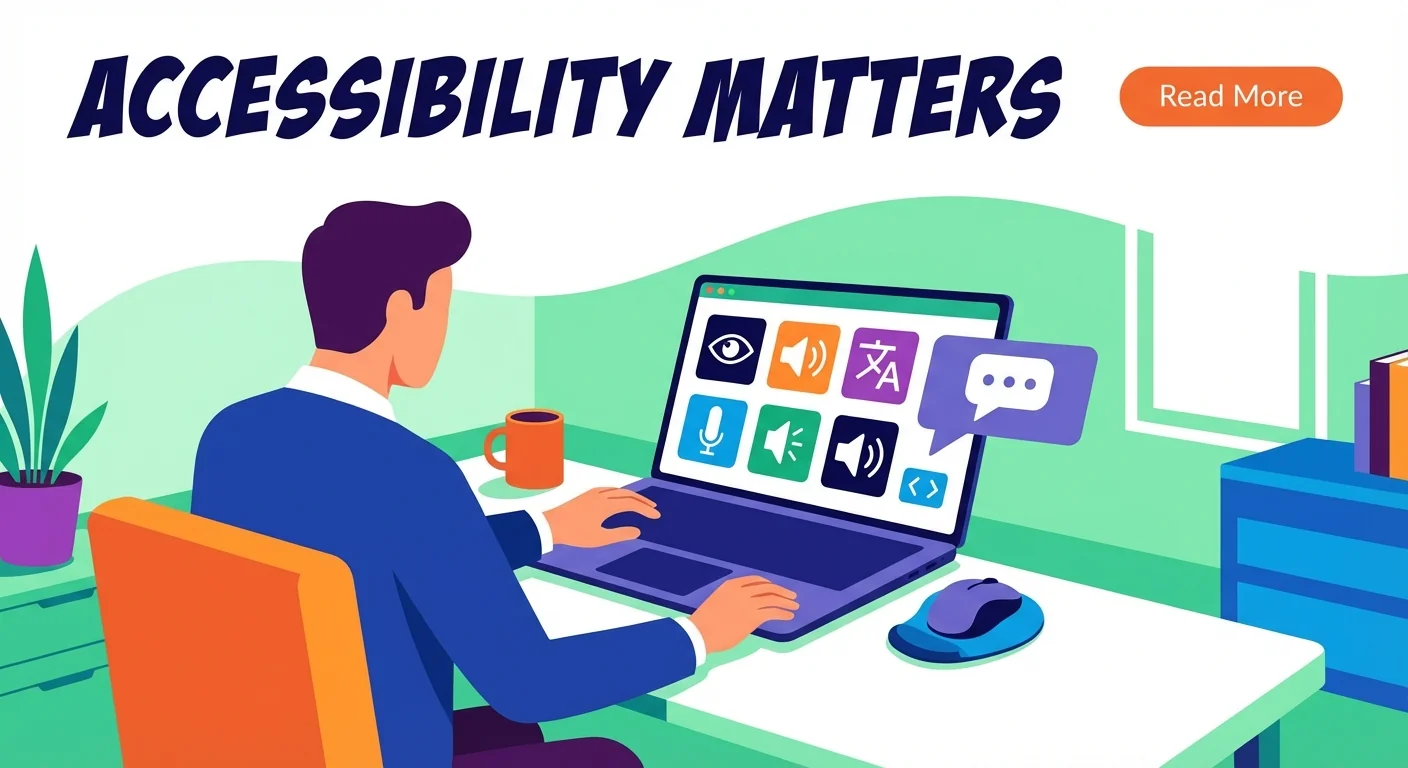 Person using laptop with accessibility features