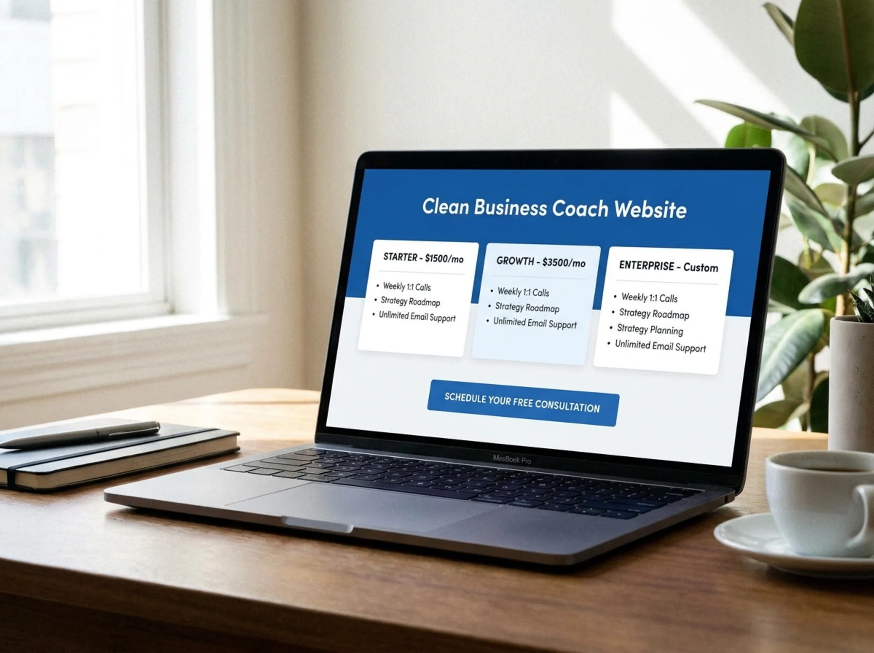 Coaching service page with clear offer and call to action