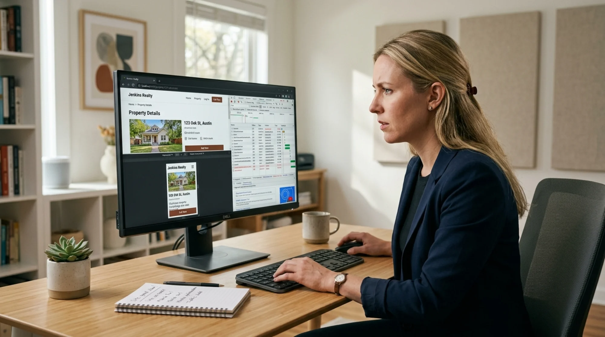 Real estate agent reviewing website audit metrics