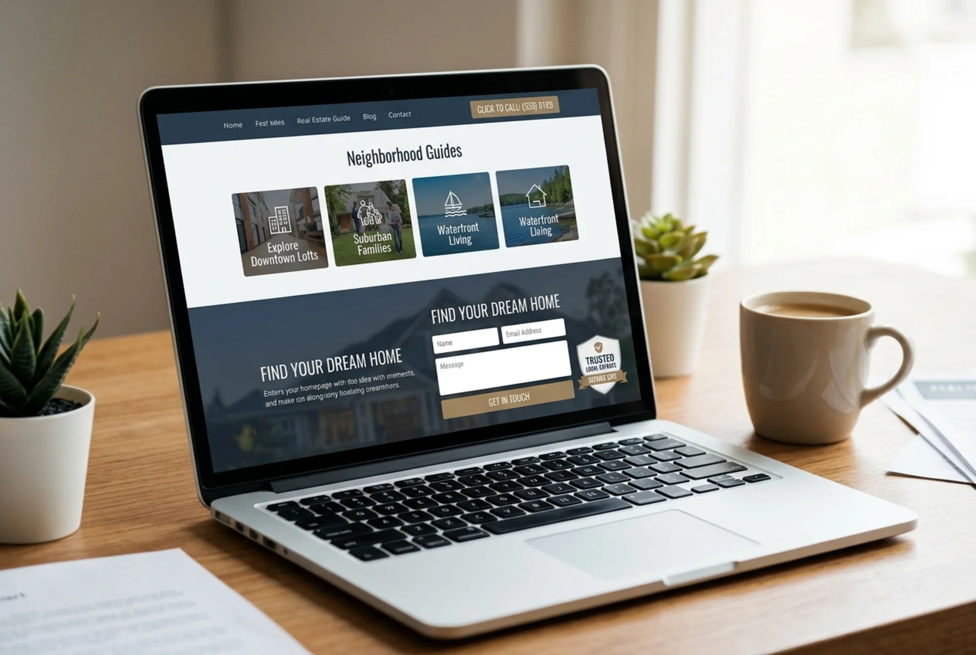 Improved real estate homepage with clear local CTA