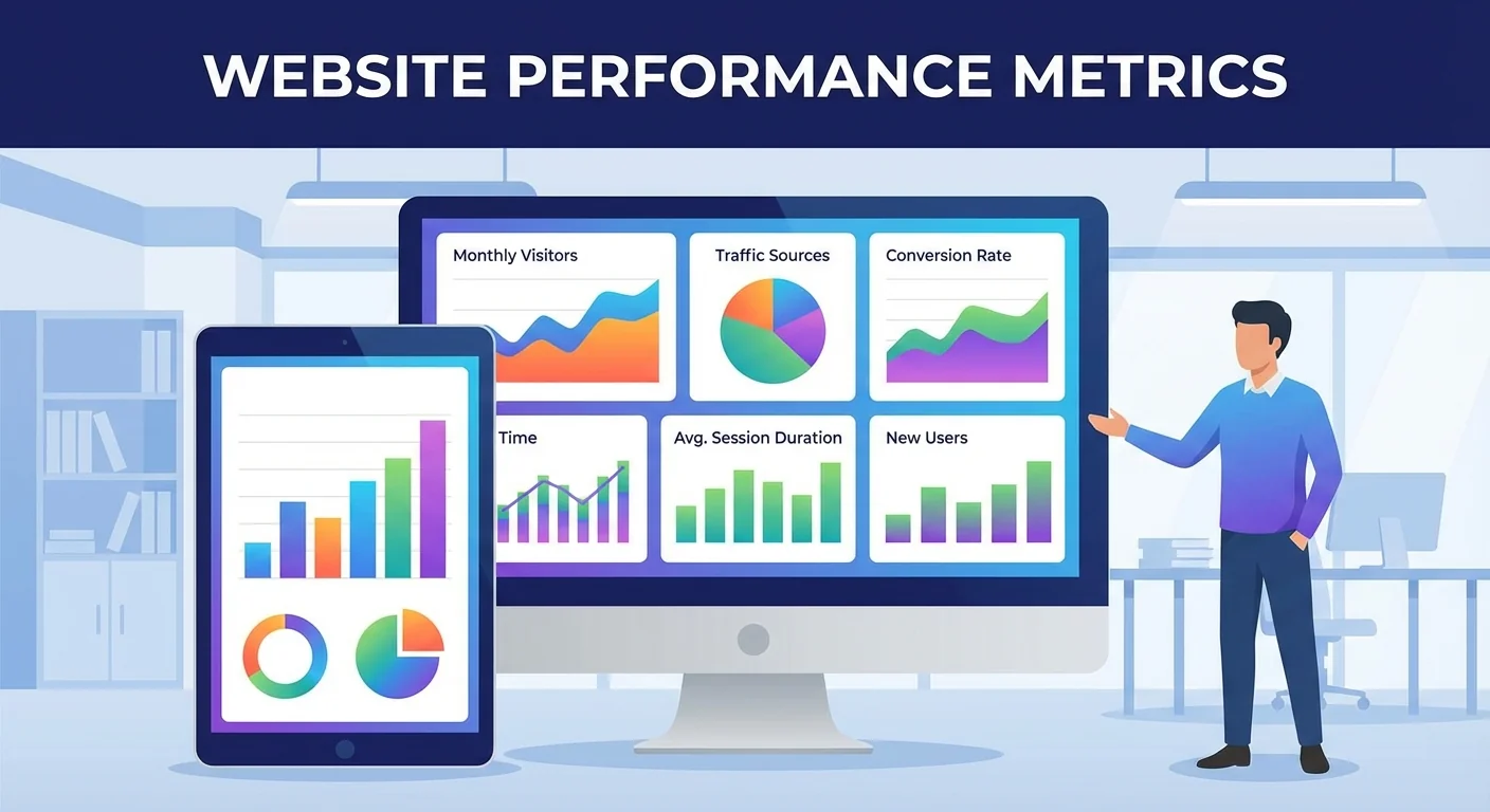 Analytics dashboard showing website performance metrics