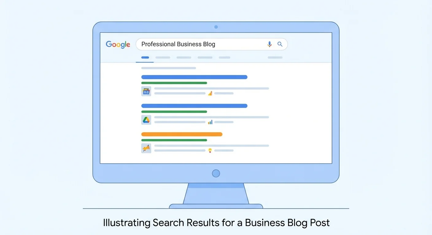 Google search results page on screen