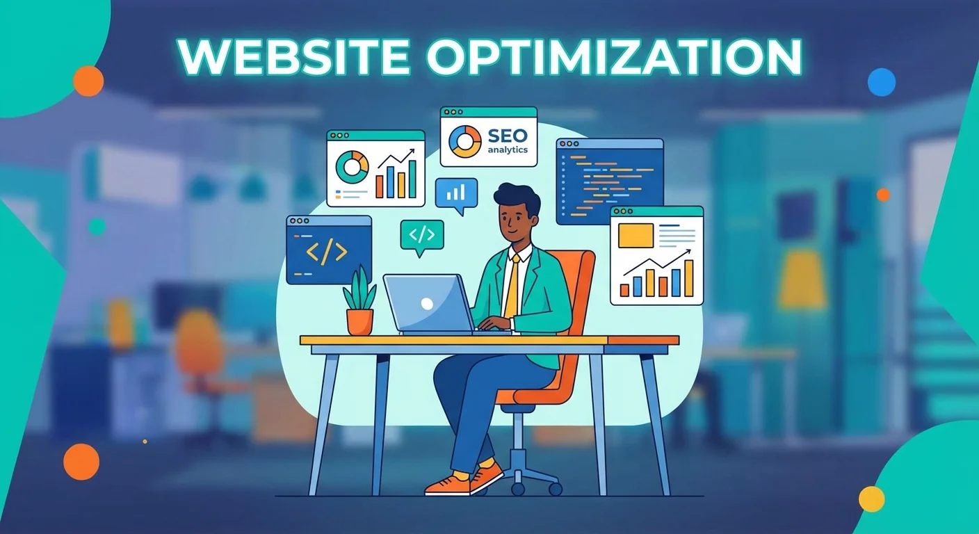 Person optimizing website content on laptop