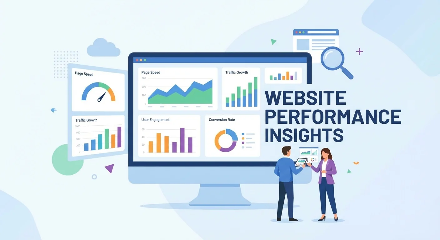 Website performance metrics on screen